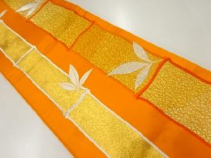 アンティーク　竹笹模様織出し袋帯（着用可）